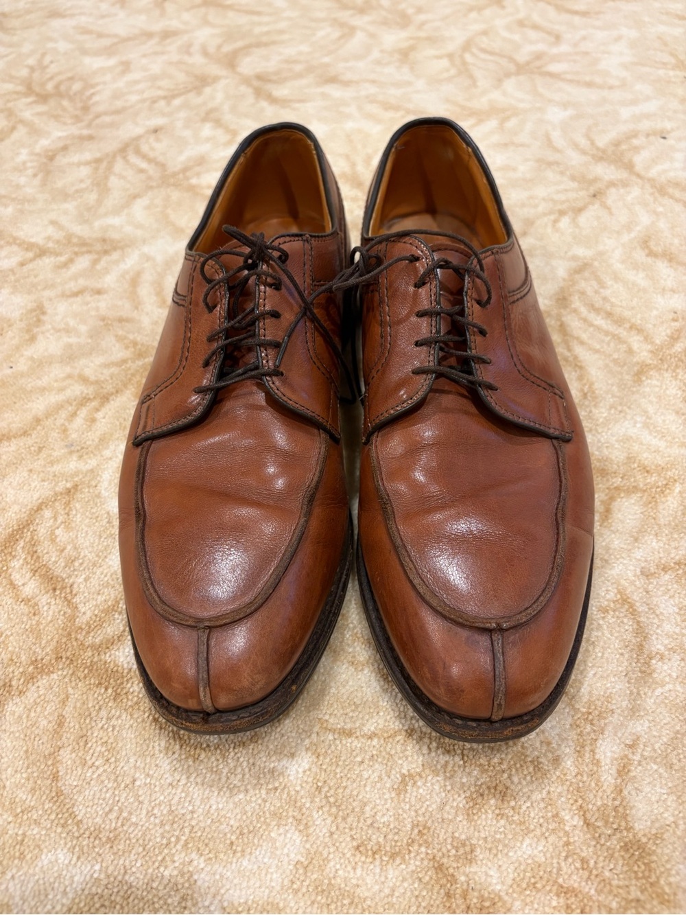 Allen Edmonds Chestnut Brown Leather Apron-Toe Oxfords